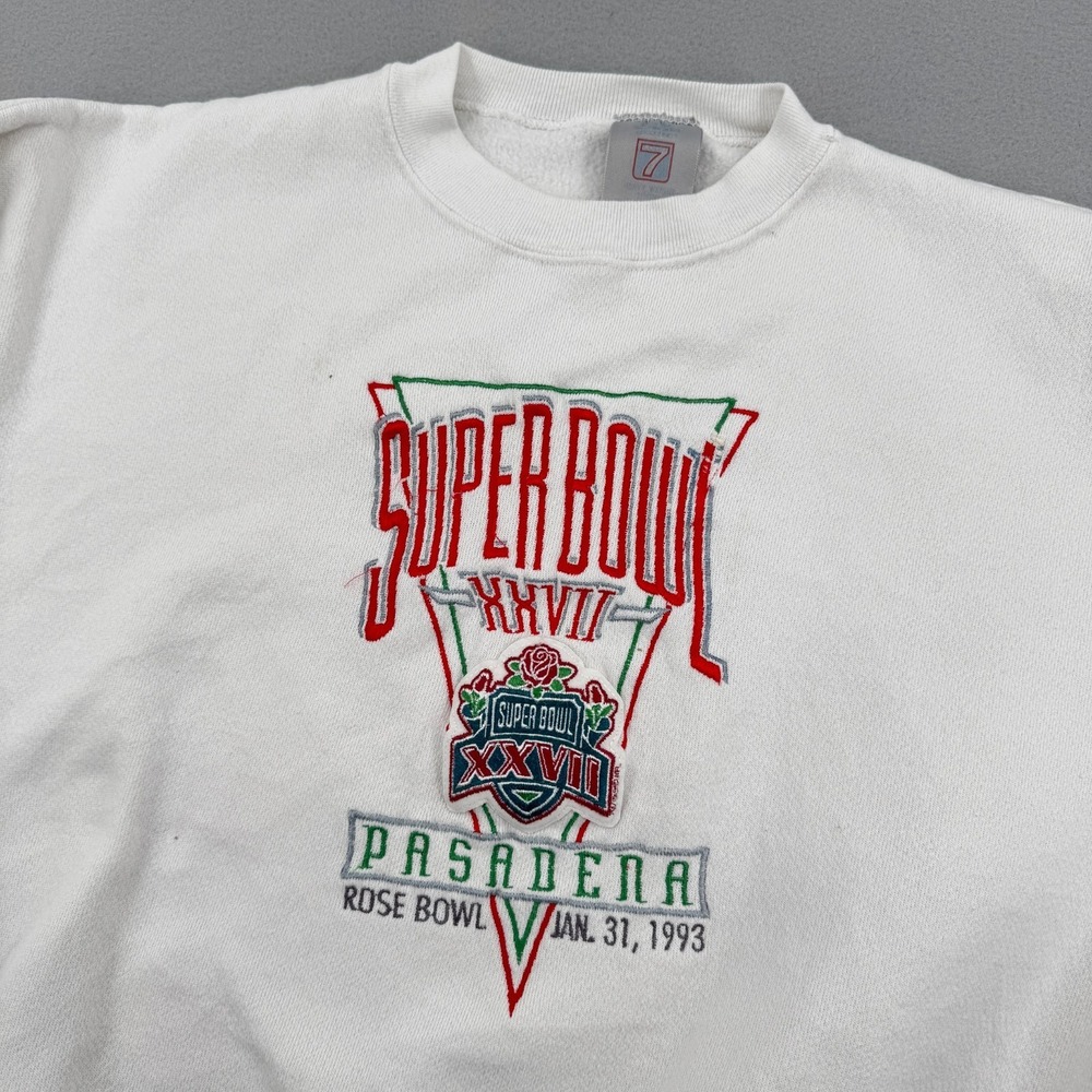 Vintage‎ Dallas Cowboys NFL Super Bowl 27 Crewneck Boxy-Fit Mens Large White